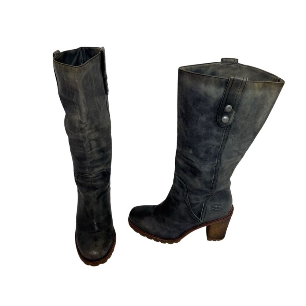 UGG Women's Josie II Gray Leather Knee High Riding Boots Size 7